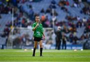 18 August 2019; Referee Erin Croker, Scoil Chill Ruadhain, Glanmire, Cork, during the INTO Cumann na mBunscol GAA Respect Exhibition Go Games prior to the GAA Hurling All-Ireland Senior Championship Final match between Kilkenny and Tipperary at Croke Park in Dublin. Photo by Ray McManus/Sportsfile