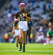 18 August 2019; Amelia Higgins, St. Brigid’s NS, Castleknock, Dublin, representing Kilkenny, during the INTO Cumann na mBunscol GAA Respect Exhibition Go Games prior to the GAA Hurling All-Ireland Senior Championship Final match between Kilkenny and Tipperary at Croke Park in Dublin. Photo by Ray McManus/Sportsfile