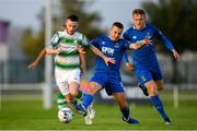 19 August 2019; Jack Byrne of Shamrock Rovers is tackled by Tom Holland of Waterford United during the SSE Airtricity League Premier Division match between Waterford and Shamrock Rovers at RSC in Waterford. Photo by Eóin Noonan/Sportsfile