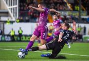 19 August 2019; Michael Duffy of Dundalk in action against Derek Pender of Bohemians during the EA Sports Cup Semi-Final match between Dundalk and Bohemians at Oriel Park in Dundalk, Co. Louth. Photo by Ben McShane/Sportsfile