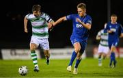 19 August 2019; Ronan Finn of Shamrock Rovers in action against Rob Slevin of Waterford United during the SSE Airtricity League Premier Division match between Waterford and Shamrock Rovers at RSC in Waterford. Photo by Eóin Noonan/Sportsfile