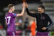 19 August 2019; Daniel Kelly, left, and Patrick McEleney of Dundalk celebrate following the EA Sports Cup Semi-Final match between Dundalk and Bohemians at Oriel Park in Dundalk, Co. Louth. Photo by Ben McShane/Sportsfile