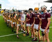 18 August 2019; Kilkenny captain James Aylward leads his players during the respect handshake with Galway players prior to the Electric Ireland GAA Hurling All-Ireland Minor Championship Final match between Kilkenny and Galway at Croke Park in Dublin. Photo by Seb Daly/Sportsfile