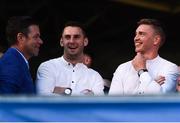 19 August 2019; Declan Kelly, Teneo  CEO, left, shares a joke with Cathal Barrett and Brendan Maher of Tipperary at the Tipperary All-Ireland hurling champions homecoming event at Semple Stadium in Thurles, Tipperary. Photo by Sam Barnes/Sportsfile