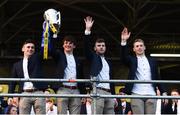 19 August 2019; Tipperary players, from left, Alan Flynn, Jamie Moloney, Cian Darcy and Brian McGrath with the Liam MacCarthy cup at the Tipperary All-Ireland hurling champions homecoming event at Semple Stadium in Thurles, Tipperary. Photo by Sam Barnes/Sportsfile