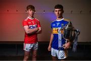 20 August 2019; In attendance at The Bord Gáis Energy GAA Hurling All-Ireland U-20 Championship Final preview event in Limerick today are Tipperary captain Craig Morgan, right, and  Cork captain James Keating. Cork and Tipperary will face off in the first ever final at the U-20 grade at the LIT Gaelic Grounds this Saturday. Photo by David Fitzgerald/Sportsfile
