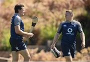 20 August 2019; Jacob Stockdale, left, and Andrew Conway during Ireland Rugby squad training at The Campus in Quinta do Lago, Faro, Portugal. Photo by Ramsey Cardy/Sportsfile