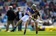 18 August 2019; Seán Farrell, Donaskeigh NS, Dundrum, Tipperary, representing Tipperary, in action against Colin McAweeney, Scoil Assaim, Raheny, Dublin, representing Kilkenny, during the INTO Cumann na mBunscol GAA Respect Exhibition Go Games prior to the GAA Hurling All-Ireland Senior Championship Final match between Kilkenny and Tipperary at Croke Park in Dublin. Photo by Eóin Noonan/Sportsfile