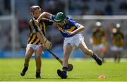 18 August 2019; Seán Farrell, Donaskeigh NS, Dundrum, Tipperary, representing Tipperary, in action against Colin McAweeney, Scoil Assaim, Raheny, Dublin, representing Kilkenny, during the INTO Cumann na mBunscol GAA Respect Exhibition Go Games prior to the GAA Hurling All-Ireland Senior Championship Final match between Kilkenny and Tipperary at Croke Park in Dublin. Photo by Eóin Noonan/Sportsfile
