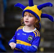 18 August 2019; A young Tipperary supporter looks on during the GAA Hurling All-Ireland Senior Championship Final match between Kilkenny and Tipperary at Croke Park in Dublin. Photo by Brendan Moran/Sportsfile