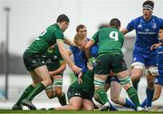 21 August 2019; Jamie Osborne of Leinster is tackled by Conal O’Griofa of Connacht during the Under 19 Interprovincial Rugby Championship match between Connacht and Leinster at the Sportsground in Galway. Photo by Eóin Noonan/Sportsfile