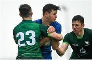 21 August 2019; Simon O’Kelly of Leinster is tackled by Diarmuid Kilcommins of Connacht during the Under 19 Interprovincial Rugby Championship match between Connacht and Leinster at the Sportsground in Galway. Photo by Eóin Noonan/Sportsfile