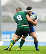 21 August 2019; Hugo O’Malley of Leinster is tackled by Donnacha Byrne of Connacht during the Under 19 Interprovincial Rugby Championship match between Connacht and Leinster at the Sportsground in Galway. Photo by Eóin Noonan/Sportsfile