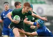 21 August 2019; Donnacha Byrne of Connacht is tackled by Jack Guinane of Leinster during the Under 19 Interprovincial Rugby Championship match between Connacht and Leinster at the Sportsground in Galway. Photo by Eóin Noonan/Sportsfile