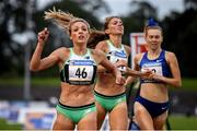 21 August 2019; Elinor Purrier of USA crosses the line to win the women's 1500m event during the 2019 Morton Games at Morton Stadium in Santry, Dublin. Photo by Stephen McCarthy/Sportsfile