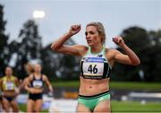 21 August 2019; Elinor Purrier of USA after winning the women's 1500m event during the 2019 Morton Games at Morton Stadium in Santry, Dublin. Photo by Stephen McCarthy/Sportsfile