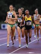 21 August 2019; Lindsey Butterworth of Canada, 38, on her way to winning the women's 800m event, from second place Oliva Baker of USA, right, and third place Jenna Westaway of Canada, 35, during the 2019 Morton Games at Morton Stadium in Santry, Dublin. Photo by Stephen McCarthy/Sportsfile