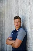 22 August 2019; Josh van der Flier poses for a portrait following an Ireland Rugby press conference at The Campus in Quinta do Lago in Faro, Portugal. Photo by Ramsey Cardy/Sportsfile