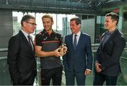 23 August 2019; PwC GAA/GPA Player of the Month for August Tipperary hurler Noel McGrath was at PwC offices in Dublin today to pick up his award. The player was joined by PwC’s Managing Partner, Feargal O’Rourke, Ard Stiúrthóir Lúthchleas Gael, Tom Ryan, and GPA National Executive Council Member, Philip Greene. Pictured are, from left, Ard Stiúrthóir Lúthchleas Gael, Tom Ryan, Noel McGrath of Tipperary, Feargal O’Rourke, PwC Managing Partner, and Philip Greene, GPA National Executive Council Member, at PwC, Spencer Dock, North Wall Quay, Dublin. Photo by Seb Daly/Sportsfile