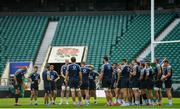 23 August 2019; The Ireland squad receive instructions from strength and conditioning coach Jason Cowman during the Ireland Rugby captain's run at Twickenham Stadium in London, England. Photo by Ramsey Cardy/Sportsfile