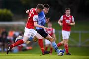 23 August 2019; Liam Kerrigan of UCD shoots to score his side's second goal despite the efforts of Ian Bermingham of St Patrick's Athletic during the Extra.ie FAI Cup Second Round match between UCD and St Patrick's Athletic at The UCD Bowl in Dublin. Photo by Ben McShane/Sportsfile