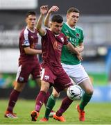 23 August 2019; Stephen Christopher of Galway United in action against Garry Buckley of Cork City during the Extra.ie FAI Cup Second Round match between Galway United and Cork City at Eamonn Deacy Park in Galway. Photo by Eóin Noonan/Sportsfile