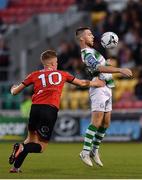 23 August 2019; Jack Byrne of Shamrock Rovers in action against Jamie Hollywood of Drogheda United during the Extra.ie FAI Cup Second Round match between Shamrock Rovers and Drogheda United at Tallaght Stadium in Dublin. Photo by Seb Daly/Sportsfile