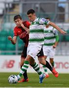 23 August 2019; Aaron Greene of Shamrock Rovers in action against Jake Hyland of Drogheda United during the Extra.ie FAI Cup Second Round match between Shamrock Rovers and Drogheda United at Tallaght Stadium in Dublin. Photo by Seb Daly/Sportsfile