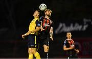 23 August 2019; Luke Wade-Slater of Bohemians in action against Aaron Dobbs of Longford Town during the Extra.ie FAI Cup Second Round match between Bohemians and Longford Town at Dalymount Park in Dublin. Photo by Piaras Ó Mídheach/Sportsfile