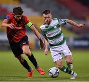 23 August 2019; Jack Byrne of Shamrock Rovers in action against Jake Hyland of Drogheda United during the Extra.ie FAI Cup Second Round match between Shamrock Rovers and Drogheda United at Tallaght Stadium in Dublin. Photo by Seb Daly/Sportsfile