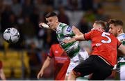 23 August 2019; Gary O'Neill of Shamrock Rovers, left, heads to score his side's first goal during the Extra.ie FAI Cup Second Round match between Shamrock Rovers and Drogheda United at Tallaght Stadium in Dublin. Photo by Seb Daly/Sportsfile