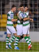 23 August 2019; Aaron Greene of Shamrock Rovers, centre, is congratulated by team-mate Sean Kavanagh after scoring his side's second goal during the Extra.ie FAI Cup Second Round match between Shamrock Rovers and Drogheda United at Tallaght Stadium in Dublin. Photo by Seb Daly/Sportsfile