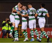 23 August 2019; Gary O'Neill of Shamrock Rovers, left, is congratulated by team-mates after scoring his side's first goal during the Extra.ie FAI Cup Second Round match between Shamrock Rovers and Drogheda United at Tallaght Stadium in Dublin. Photo by Seb Daly/Sportsfile