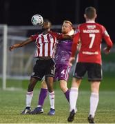 23 August 2019; Junior Ogedi-Uzokwe of Derry City in action against Seán Hoare of Dundalk during the Extra.ie FAI Cup Second Round match between Derry City and Dundalk at Ryan McBride Brandywell Stadium in Derry. Photo by Oliver McVeigh/Sportsfile