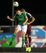 23 August 2019; Mark O'Sullivan of Cork City in action against Stephen Walsh of Galway United during the Extra.ie FAI Cup Second Round match between Galway United and Cork City at Eamonn Deacy Park in Galway. Photo by Eóin Noonan/Sportsfile
