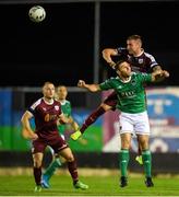 23 August 2019; Mark O'Sullivan of Cork City in action against Stephen Walsh of Galway United during the Extra.ie FAI Cup Second Round match between Galway United and Cork City at Eamonn Deacy Park in Galway. Photo by Eóin Noonan/Sportsfile