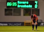 23 August 2019; Chris Lyons of Drogheda United after his side concede a fourth goal during the Extra.ie FAI Cup Second Round match between Shamrock Rovers and Drogheda United at Tallaght Stadium in Dublin. Photo by Seb Daly/Sportsfile