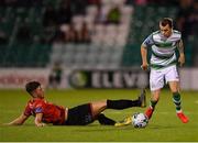 23 August 2019; Sean Kavanagh of Shamrock Rovers in action against Stephen Meeney of Drogheda United during the Extra.ie FAI Cup Second Round match between Shamrock Rovers and Drogheda United at Tallaght Stadium in Dublin. Photo by Seb Daly/Sportsfile