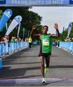 24 August 2019; Yared Derese of Carrick Aces A.C. crosses the line as male winner of the Frank Duffy 10 Mile, part of the KBC Dublin Race Series 2019 at Phoenix Park in Dublin. Photo by Sam Barnes/Sportsfile