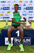 24 August 2019; Yared Derese of Carrick Aces A.C., with the Frank Duffy Memorial Trophy after winning the Men's race during the KBC & Dublin Marathon Race Series, where, over 5,200 runners took part in the Frank Duffy 10 Mile, part of the KBC Dublin Race Series 2019 at Phoenix Park in Dublin. Photo by Sam Barnes/Sportsfile