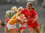 24 August 2019; Ceire Nolan of Louth in action against Áine Tubridy of Antrim during the TG4 All-Ireland Ladies Football Junior Championship Semi-Final match between Louth and Antrim at St Tiernach's Park in Clones, Monaghan. Photo by Ray McManus/Sportsfile