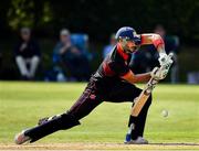 24 August 2019; Shaheen Khan of Pembroke CC plays a shot during the Clear Currency Irish Senior Cup Final match between Waringstown CC and Pembroke CC at The Hills Cricket Club in Skerries, Dublin. Photo by Seb Daly/Sportsfile
