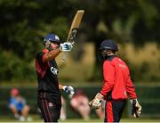 24 August 2019; Shaheen Khan of Pembroke CC acknowledges the crowd after scoring a half-century during the Clear Currency Irish Senior Cup Final match between Waringstown CC and Pembroke CC at The Hills Cricket Club in Skerries, Dublin. Photo by Seb Daly/Sportsfile