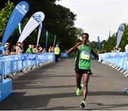 24 August 2019; Yared Derese of Carrick Aces A.C. crosses the line to win the men's Frank Duffy 10 Mile race. Over 5,200 runners took part in the Frank Duffy 10 Mile, part of the KBC Dublin Race Series 2019 at Phoenix Park in Dublin. Photo by Sam Barnes/Sportsfile
