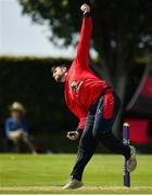 24 August 2019; Gary Kidd of Waringstown CC bowls a delivery during the Clear Currency Irish Senior Cup Final match between Waringstown CC and Pembroke CC at The Hills Cricket Club in Skerries, Dublin. Photo by Seb Daly/Sportsfile