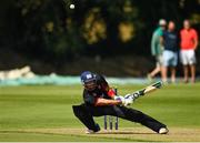 24 August 2019; Shaheen Khan of Pembroke CC plays a shot during the Clear Currency Irish Senior Cup Final match between Waringstown CC and Pembroke CC at The Hills Cricket Club in Skerries, Dublin. Photo by Seb Daly/Sportsfile