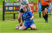 24 August 2019; Clara Faulkner of Leinster scores her side's first try during the Under 18 Girls Interprovincial Rugby Championship match between Ulster and Leinster at Armagh RFC in Armagh. Photo by John Dickson/Sportsfile