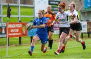 24 August 2019; Clara Faulkner of Leinster scores her side's first try during the Under 18 Girls Interprovincial Rugby Championship match between Ulster and Leinster at Armagh RFC in Armagh. Photo by John Dickson/Sportsfile