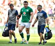 24 August 2019; Cian Healy of Ireland leaves the pitch with an injury during the Quilter International match between England and Ireland at Twickenham Stadium in London, England. Photo by Brendan Moran/Sportsfile