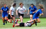 24 August 2019; Rachel Conroy of Leinster is tackled by Kim Johnston of Ulster during the Under 18 Girls Interprovincial Rugby Championship match between Ulster and Leinster at Armagh RFC in Armagh. Photo by John Dickson/Sportsfile